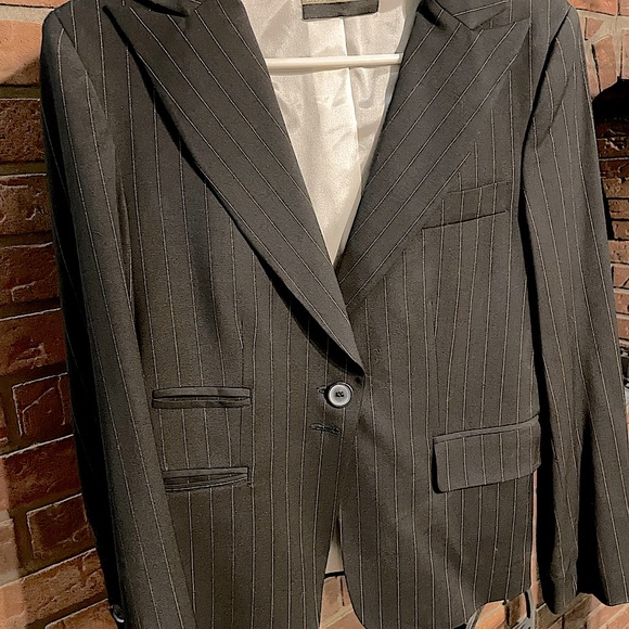 Massimo Daniele Italy Women black pin striped blazer size It 48 US 12-14 L/XL ! - Picture 1 of 13